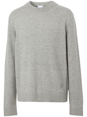 Burberry monogram-embroidered cashmere jumper - Grey