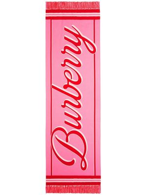 Burberry monogram-jacquard fringed scarf - Pink