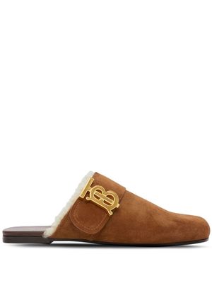 Burberry monogram-motif flat mules - Brown