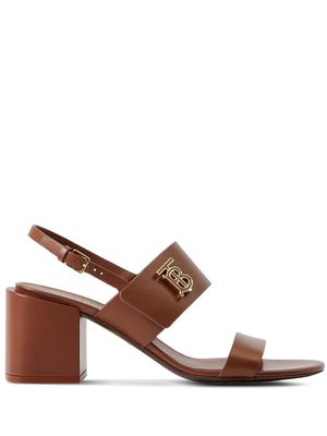 Burberry monogram motif leather sandals - Brown