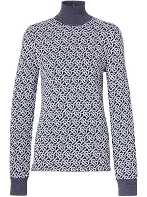 Burberry monogram-pattern long-sleeve jumper - Blue