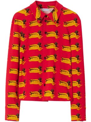 Burberry monogram-pattern spread-collar shirt - Red