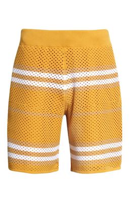 burberry Moriss Icon Stripe Pointelle Knit Shorts in Marigold