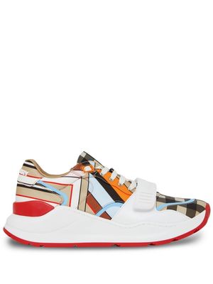 Burberry multi-stripe branded-strap sneakers - White