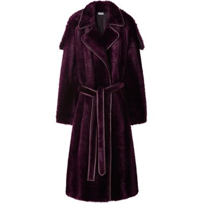 burberry Oversize Faux Fur Belted Trench Coat in Clove at Nordstrom, Size 4