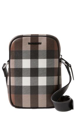 burberry Paddy Check Coated Canvas Phone Bag in Dark Birch Brown