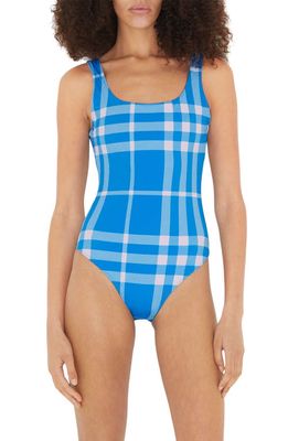 burberry Paige Check One-Piece Swimsuit in Vivid Blue Ip Check