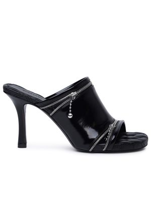 Burberry peep Black Leather Sandals