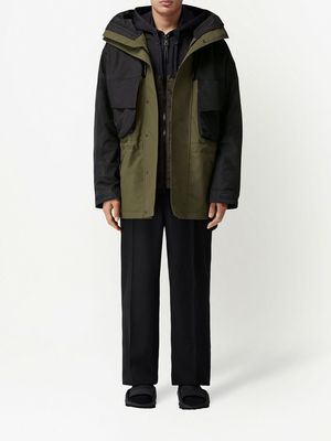 Burberry perforated logo two-tone parka - Black