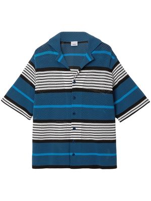 Burberry perforated striped short-sleeve shirt - Blue