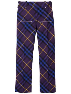 Burberry petite check-print wool trousers - Purple