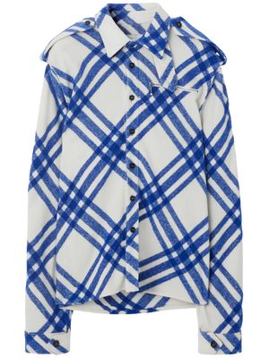 Burberry plaid-check button-up shirt jacket - Blue