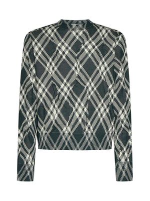 Burberry Plaid-check Crinkled-effect Crewneck Jumper