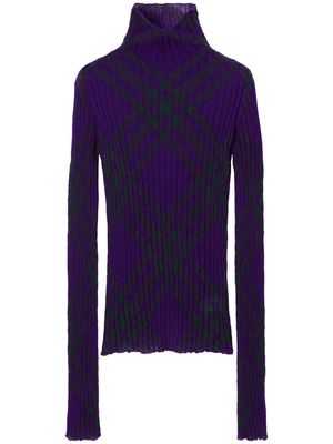 Burberry plaid-check mohair-blend jumper - Purple