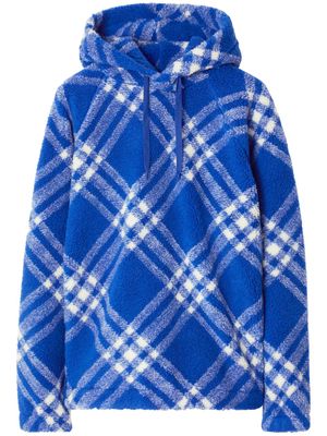 Burberry plaid-check pattern fleece hoodie - Blue