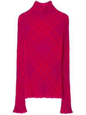 Burberry plaid-check rib-knit jumper - Pink