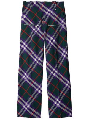 Burberry plaid-check wool trousers - Green