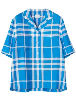 Burberry plaid-pattern silk shirt - Blue