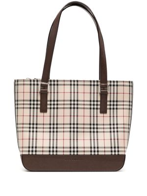 Burberry Pre-Owned 1990-2000 House Check rectangle-shaped tote bag - Brown