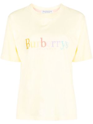 Burberry Pre-Owned 1990-2000s logo-embroidered cotton T-shirt - Yellow