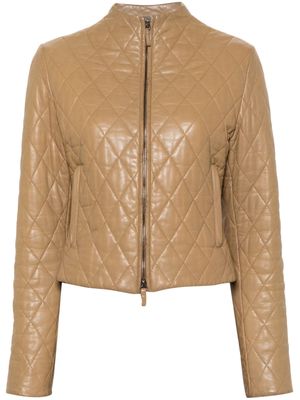 Burberry Pre-Owned 2000s diamond-quilted leather jacket - Brown