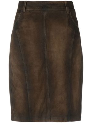Burberry Pre-Owned 2010s gradient effect suede skirt - Brown