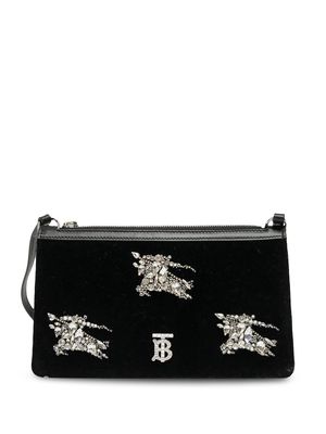 Burberry Pre-Owned Equestrian Knight TB crystal-embellished mini pouch - Black