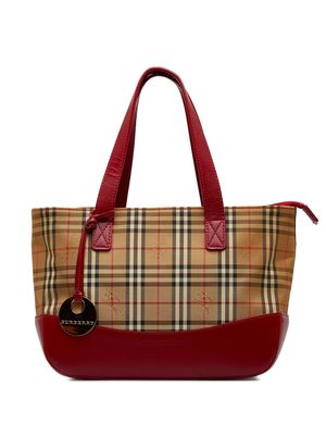 Burberry Pre-Owned Haymarket Check logo charm tote bag - Brown