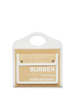 Burberry Pre-Owned logo-print raffia handbag - Brown