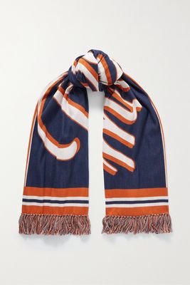 Burberry - Printed Cotton-twill Scarf - Blue
