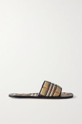 Burberry - Quilted Checked Leather Slides - Neutrals