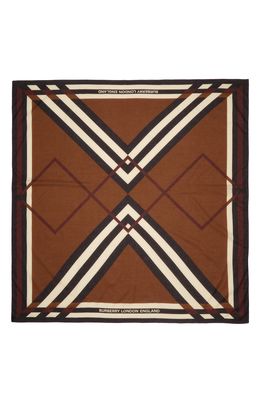 Burberry Reflected Check Cotton Square Scarf in Dark Birch Brown