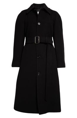 burberry Regular Fit Belted Wool Twill Car Coat in Black
