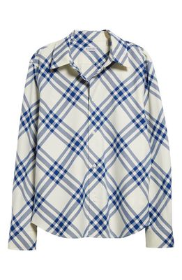burberry Relaxed Fit Check Cotton Button-Up Shirt in Salt Ip Check