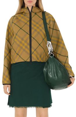 burberry Relaxed Fit Check Hooded Crop Rain Jacket in Cedar Ip Check
