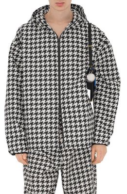 burberry Relaxed Fit Houndstooth Check EKD Patch Jacket in Black Ip Pat
