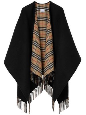 Burberry reversible checked wool cape - Black