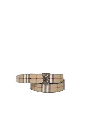 Burberry Reversible Leather And Check Tb Belt