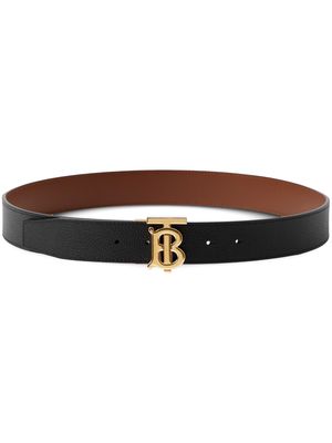 Burberry reversible monogram-buckle leather belt - Black