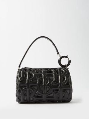 Burberry - Rhombi Cutout-monogram Leather Shoulder Bag - Womens - Black