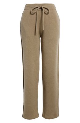 burberry Rose Intarsia Relaxed Fit Wool Blend Pants in Limestone