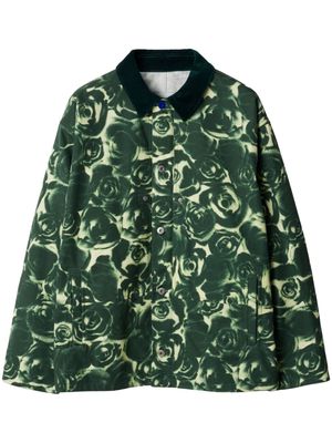 Burberry rose-print cotton shirt jacket - Green