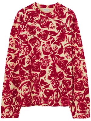 Burberry rose-print cotton sweatshirt - Red