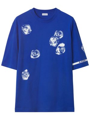 Burberry Rose-print cotton T-shirt - Blue