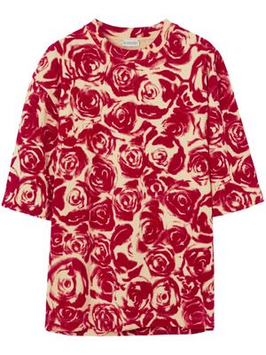 Burberry Rose-print cotton T-shirt - Red