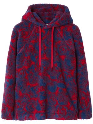Burberry rose-print fleece hoodie - Blue