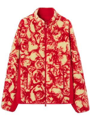 Burberry rose-print fleece reversible jacket - Red