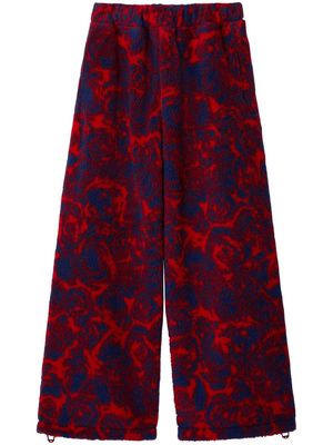 Burberry rose-print fleece trousers - Red
