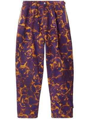 Burberry rose-print tapered trousers - Purple