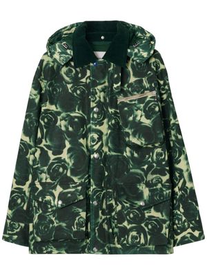 Burberry rose-print waxed cotton Jacket - Green